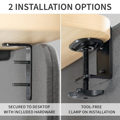 VIVO Dark Gray Clamp-on 108 x 24 inch Privacy Panel, PP-3-V108D | 60 x 24 inch (x1), 24 x 24 inch (x2), Sound Absorbing Cubicle Desk Divider, 3 Acoustic Partitions - color: Dark Gray, size: 108"