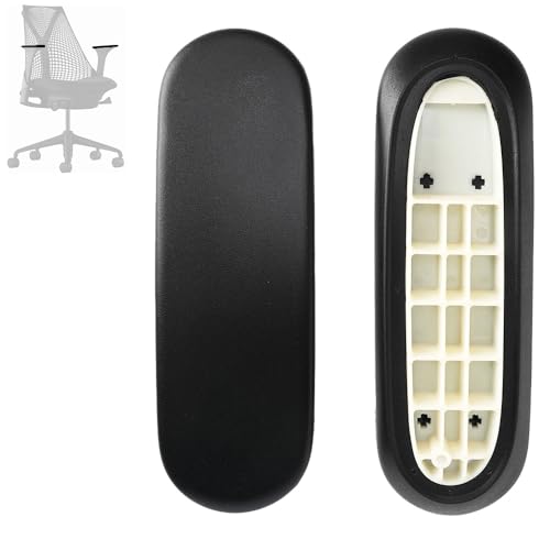 Arm Pads Caps Replacement for Herman Miller Fixed and Height Adjustable Armrest Sayl Office Chair, Black Vinyl (1-Pair)