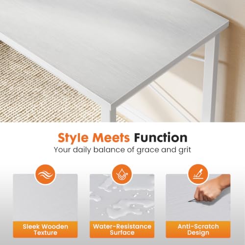 Sweetcrispy 32-Inch Small Computer Desk for Bedroom, White - color: White, size: 32-Inch