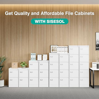 SISESOL 5 Drawer File Cabinet with Lock,White Narrow Vertical File Cabinet Five Drawer,Tall Office Filing Cabinets,Metal Filing Cabinets for Home Office,Fit A4,Legal,Letter Size,-Assembly Required - color: White, style: 5 Drawer