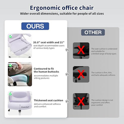 Ergonomic Office Chair, Desk Chair with Adjustable Lumbar Support, Breathable Mesh Comfy Computer Chairs with Flip-up Armrests Executive Task Chair for Adults Home Office(Lavender) - color: Lavender