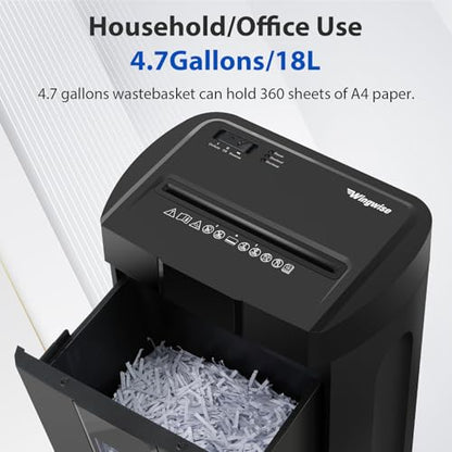 Wingwise Ultra Low Noise 48dB Paper Shredder for Home Office - color: Black, size: 15 Sheets