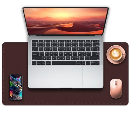 Non-Slip Desk Pad, 24" x 14" Large Mouse Pad, PU Leather Desk Mat with Suede, Laptop Desk Pad, Waterproof Keyboard Pad, Desk Blotter for Office/Home/Decor (Brown Coffee) - color: Brown Coffee, size: 24" x 24"
