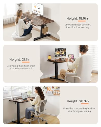 ErGear 40 X 24 Inch Low Height Electric Standing Desk for Kids, Deep Walnut - color: Walnut, size: 40 X 24 Inch