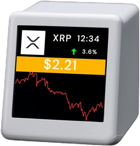 Bitcoin Ticker Crypto Price Display Time Clock Real-Time Compact Size 1.37" Diagonal Price Tracker Ticker Weather Display for Top 300 Coins Ideal for Desk or Nightstand Uses Wi-Fi (White) - color: White