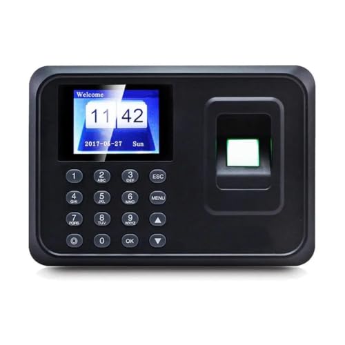 Biometric Fingerprint Time Attendance System Clock Recorder Employee Recognition Device Machine Recording Functional(Black US Plug) - color: Black Us Plug