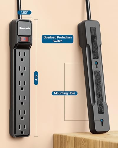 DEWENWILS 15 Foot Long Power Strip, 4 Pack - style: Black 4 Pack