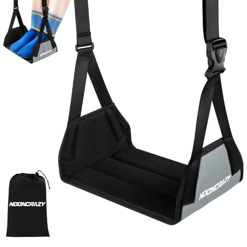 Airplane Foot Fammock, No Collapse Thickened Bamboo Plane Foot Rest Travel | Portable Airplane Foot Sling Wing with Thickened Foam & Carry Bag, Long-Flight Travel Essential Designed to Relax Your Feet - color: 1 Pc Gray