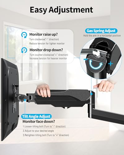 MOUNTUP Monitor Wall Mount for 17-32 Inch Computer Screen, Wall Mounted Arm Support 4.4-17.6lbs Display, Computer Monitor Arm, VESA Bracket for VESA 75x75mm and 100x100mm, Black - size: 17-32 inch