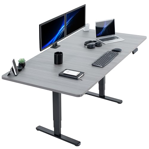 VIVO Dark Gray 71 x 36 in Standing Desk, DESK-KIT-2B7G-36 | Electric, Dual Motor, Holds 220 lbs, Sit Stand, Height Adjustable, Extra Deep Table Top, Memory, 2B Series, Black Frame - color: Dark Gray Top / Black Frame, size: 71 x 36