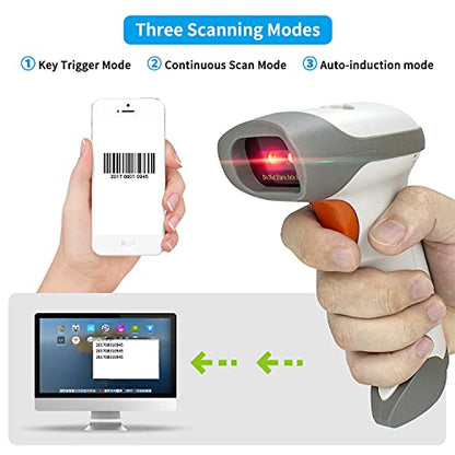 NetumScan Bluetooth 2D Barcode Scanner, 3 in 1 Automatic Wireless QR Barcode Reader USB Image Code Scanner for Store, Warehouse POS, Computer, Tablet, iPad, iPhone, Android - style: 1D & 2D Scanner
