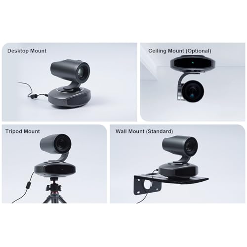 Yunseity 4K PTZ Camera, AI Tracking 10X Optical Zoom 250 Degree Rotation Video Conference Camera with PoE LAN USB Output for Conference Teaching Live Streaming (US Plug)