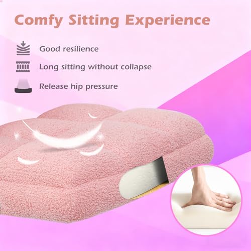 Office Chair with Wheels, Ergonomic Computer Desk Chair with Flip-up Armrest, Adjustable Rolling Swivel Chair Teddy Fleece – Dusty Pink - color: Dusty Pink
