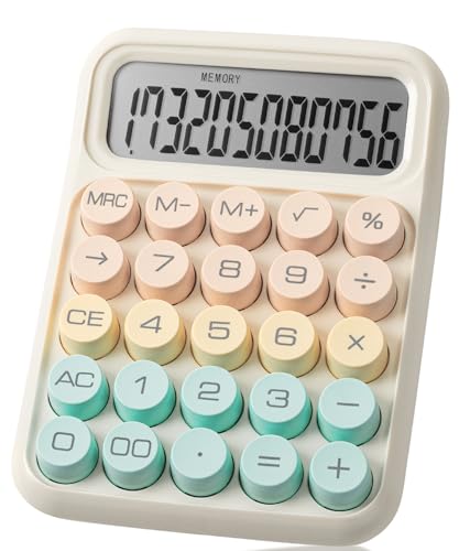 Mr. Pen- Mechanical Switch Calculator, 12 Digit Large LCD Display | Colorful with Big Buttons, Mechanical Switch Calculator for Home, School, Office - color: Creamy Citrus
