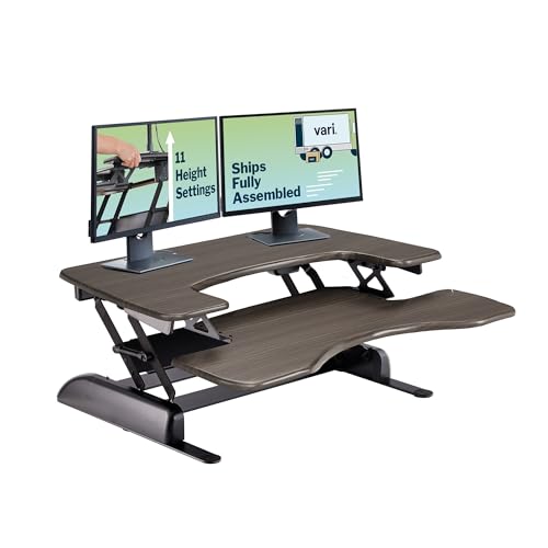 Vari Varidesk Pro Plus 36 Standing Desk Converter for Home Office – 11 Height Settings + Spring-Loader Lift, 2 Tier Design with Keyboard Tray, Fits Tables 26.5" Deep – Fully Assembled (Espresso) - color: Espresso
