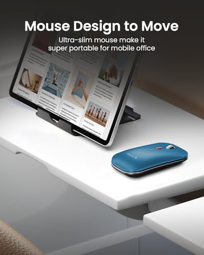 ProtoArc XKM01 Full-Size Foldable Keyboard Mouse Combo for Travel, Blue - color: Blue