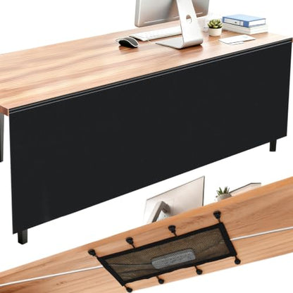 Tegeme 94.5" Under Desk Privacy Panel Self Adhesive Desk Skirt, Black - color: Black, size: 94.5''