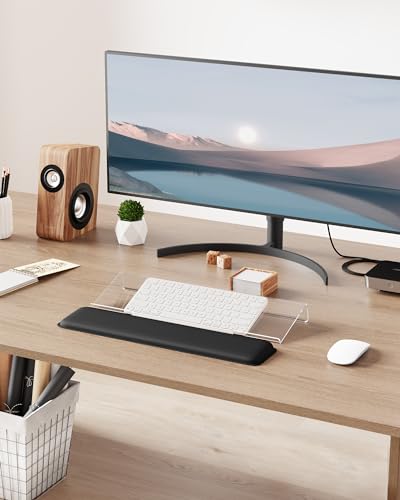 Laborio Computer Keyboard Wrist Rest, Keyboard Riser Stand for Desktop - color: Clear
