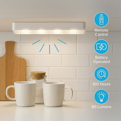 Wireless LED Under Counter Lights with 2 Remote Controls - 6-Pack Battery Operated Under Cabinet Lighting Fixtures - Stick On Push Lights with Timer - Warm White, 8.5" x 2" x 0.6" - size: 6 pack, style: Remote Control