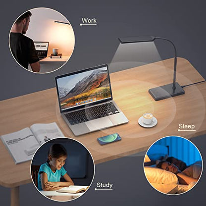 LED Desk Lamp for Office Home, Wireless Charger Desk Lamp - color: Dark Black