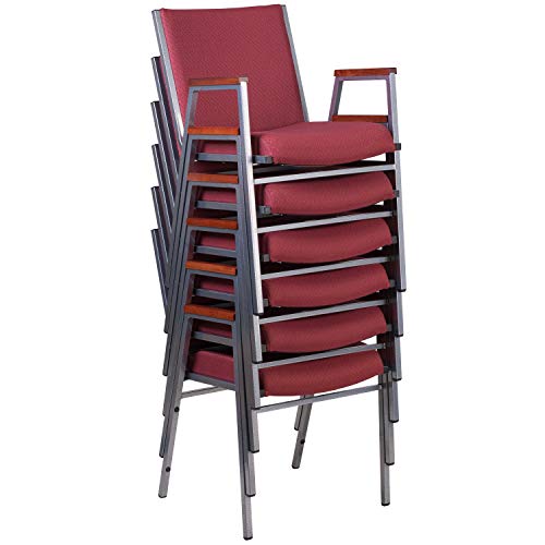 Flash Furniture Hercules Fabric Stack Chair with Arms, Burgundy - color: Burgundy Patterned Fabric, size: Set of 1