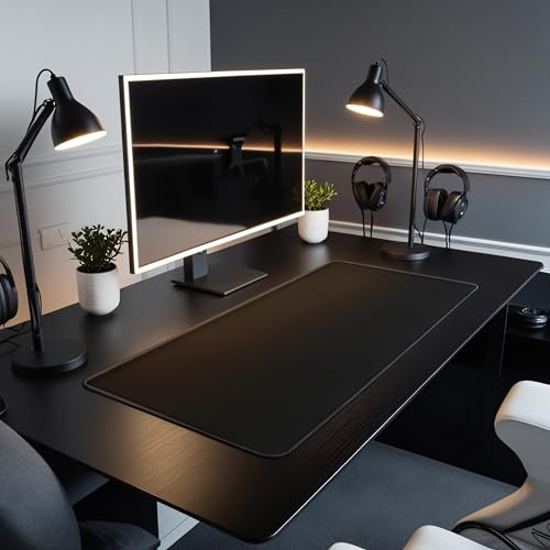 L&B Mercantile American Flag XXL Deskpad, Desk Mat for Computer Keyboard and Mouse – Patriotic USA Gaming Mousepad, Extra Long XL Mouse Pad for Laptop Office Desk. (Black) - color: Black