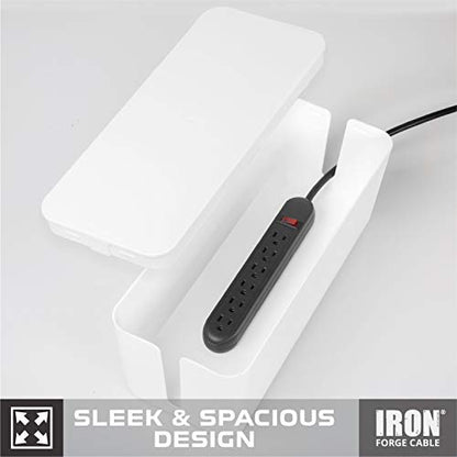 Iron Forge Cable Cable Management Box, 2 Pack - White, Hook & Loop Keepers - color: White