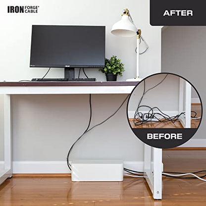 Iron Forge Cable Cable Management Box, 2 Pack - White, Hook & Loop Keepers - color: White