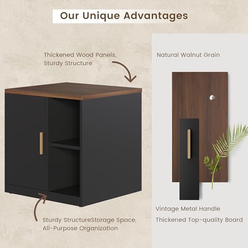 ModernMate Printer Stand with Door, Open Adjustable Shelves | 23" Printer Table, File Cabinet, Under Desk Storage Cabinet for Office, Living Room, and Study, Black Walnut - color: Black Walnut