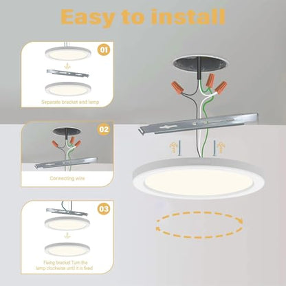 Flush Mount Ceiling Light Fixture - ETL Certified - 7 Inch Dimmable 3000K Warm White LED, 0.63'' Ultra Thin Round Design for Bedroom, Bathroom, Kitchen, Hallway, Basement, Closet (3-Pack)‌ - color: White, 3000K, size: 7 inch (3 Pack)