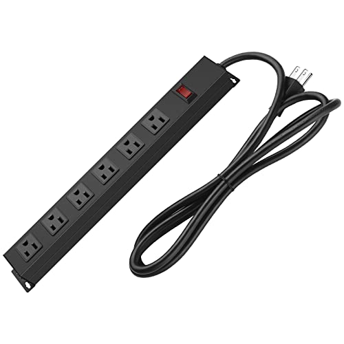 HHOSET 6 Outlet Heavy Duty Power Strip, 14AWG Extension Cord Black, 15FT, 1 - size: 15ft