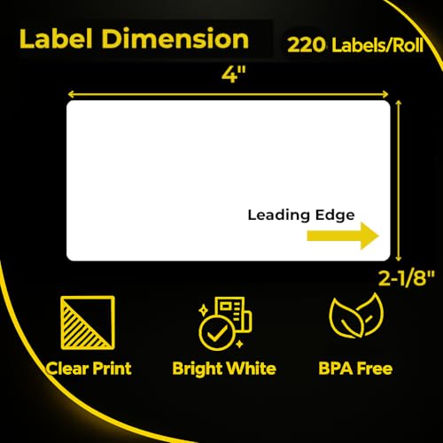 12 Rolls Thermal Shipping Labels Compatible for Dymo 30323 (2 1/8" x 4") | 2640 Pcs White Name Badge Labels Fits for Labelwriter 450, 450 Turbo, 4XL Printers (NOT for 550, 5XL) - size: 2 1/8” x 4” - 30323