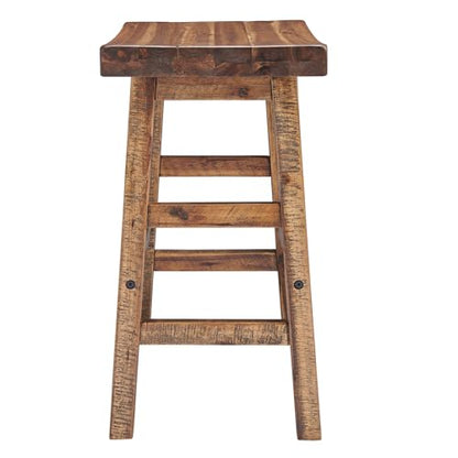 Alaterre Durango Solid Wood Rustic Bar Stool, Natural, 26-Inch | Counter Height Backless Barstool Kitchen Seating with Saddle Seat, Barstools for Kitchen and Home Bar - size: 26" Counter Height