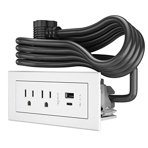 Legrand radiant Furniture Power Strip 2 Outlet USB A/C White 6 Ft Cord