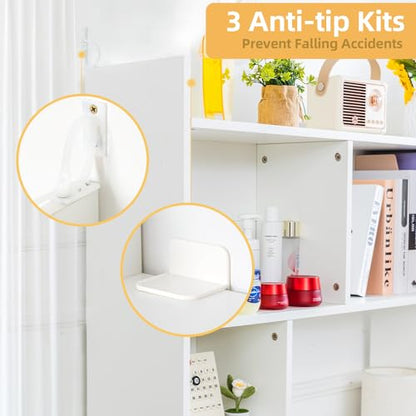 deli Desktop Shelf, Desk Hutch with 5 Shelves for Computer Desk, White - color: White