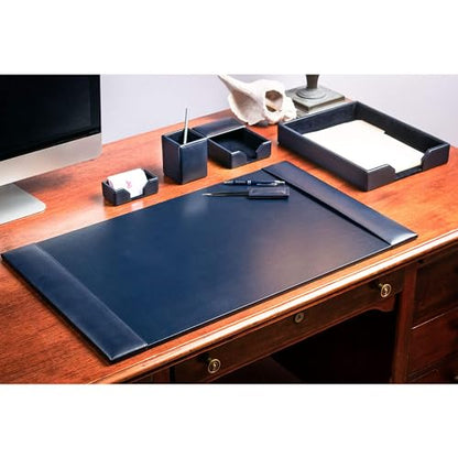 DACASSO Bonded Leather Desk Set - Luxury Leather Desk Pad & Desk Organization Essentials (Navy Blue, 6 Piece) - color: Navy Blue, style: 6 Piece