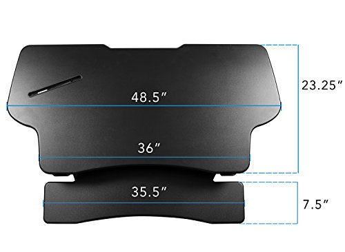 Mount-It! 48.5" Electric Standing Desk Converter for Dual Monitors, Motorized Sit Stand Electric Desk Riser with USB Port & Device Slot, Keyboard Tray, Adjustable Height Ergonomic Workstation, Black
