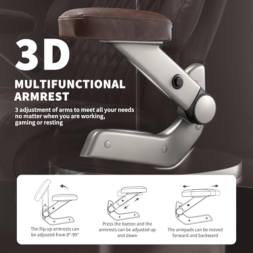 700lbs Big and Tall Office Chair, Large Heavy Duty Computer Desk Chair - color: Brown