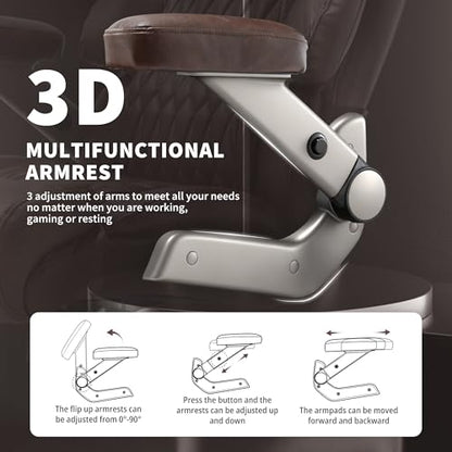 700lbs Big and Tall Office Chair, Large Heavy Duty Computer Desk Chair - color: Brown