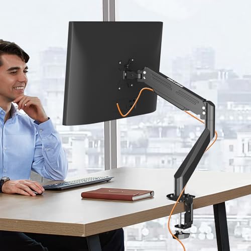 Bracwiser Monitor Mount 17-35 Inch Adjustable Gas Spring Desk Mount Stand Hold up to 24.25lbs with Clamp/Grommet Mounting Base (MD82) - size: 17-35"