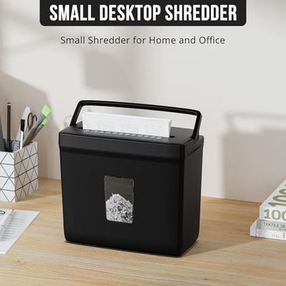Suntiko 5-Sheet Small Cross Cut Paper Shredder Black | P-4 High Security, 4-Mode Anti-Jam, 2.38Gal Transparent Bin, Thermal Protection Compact Home Office Shredder - color: black
