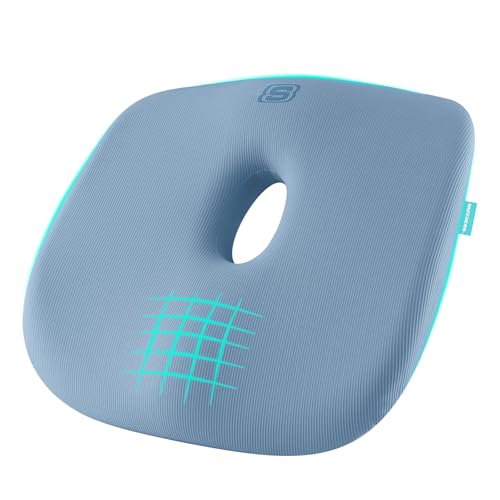 Skechers Seat Cushion Memory Foam,Donut Pillow Office Chair Cushion for Tailbone Pain Relief,Butt Pillow for Office Chair,Car seat Cushion,Long Sitting Office Workers,and Car Drivers,Blue - color: Blue