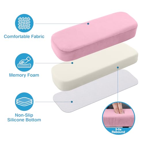 Smiry Ergonomic Office Chair Armrest Pads Pink, Set of 2 Stretch Jacquard Office Computer Chair Seat Covers Pink