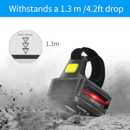 Portable Ring Bluetooth Barcode Scanner Wireless 2.4Ghz &USB Wired 3 in 1 Connection Windows.Mac OS.Android.Portable Wearable Mini Finger Bar Code scanners - color: SL