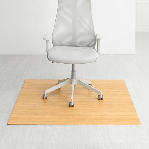 Anji Mountain 52" x 48" Bamboo Office Chair Mat for Carpet & Hardwood Floor - color: Natural, size: 52" x 48", style: Without Lip