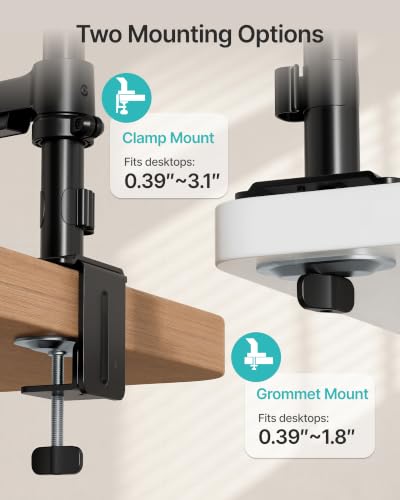 Dual Monitor Stand for 17-32 Inch Screens, Gas Spring Arms | Full Motion Mount with Cable Management, Support up to 19.8 lbs，Computer Monitor Arm with Clamp/Grommet Base - style: Dual Monitor Arm