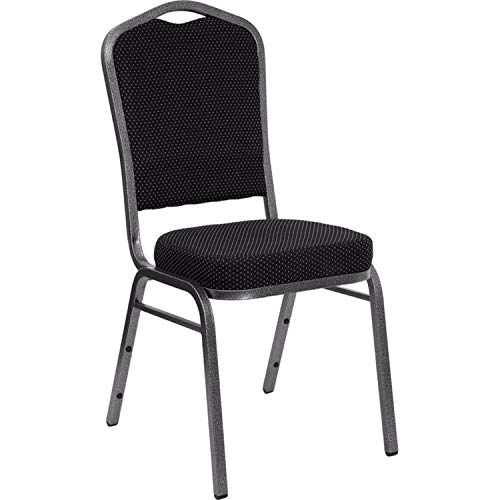 Flash Furniture Hercules Crown Back Stackable Banquet Chair, Silver, 4-Pack | Silver Vein Frame, Fabric Upholstery - color: Black Dot Patterned Fabric/Silver Vein Frame, size: Set of 4