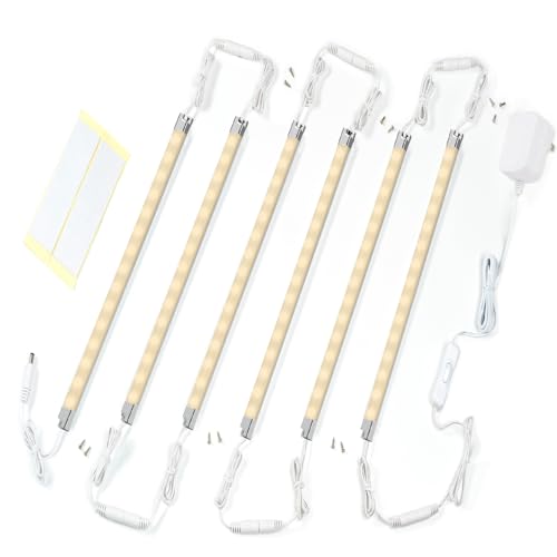 Premium LED Light Strips Kit: 6 x 12 Linkable Bars + Rocker Switch for Warm White Ambient Lighting in Cabinets, Closets, Shelf, Display Case, Showcase Lighting, 3000K Warm White | Ultra Slim Shelf Lighting for Kitchen Cupboard Showcase Display Case Counte