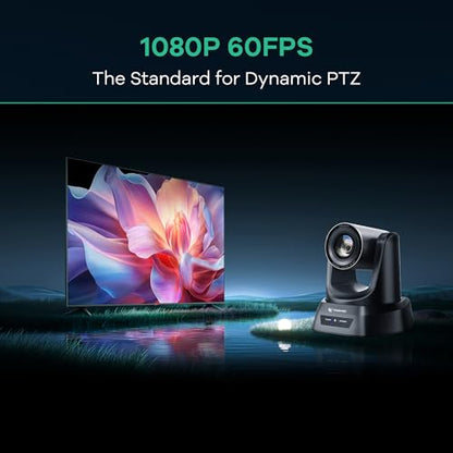 TONGVEO PTZ Camera AI Auto Tracking 12X Optical Zoom Conference Room Camera Wide View HDMI/USB3.0 60fps 1080P Video Conference for Church Worship Meeting Online Learn with Zoom YouTube OBS and More - color: Phantom