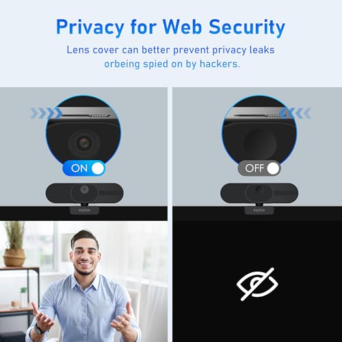 saylas 4K Webcam with Microphone and Speaker, 120° FOV Wide Angle Web cam with Remote, Noise-Cancelling Mics, Auto Focus, Privacy Cover, Plug & Play Web Camera for Computer, USB Webcam for Pc, Laptop - color: 4K/120° FOV